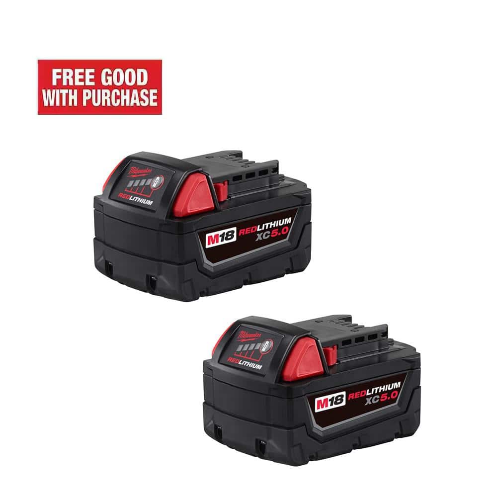 Milwaukee M18 18-Volt Lithium-Ion XC Extended Capacity 5.0 Ah Battery Pack (2-Pack) 48-11-1852 - The Home Depot