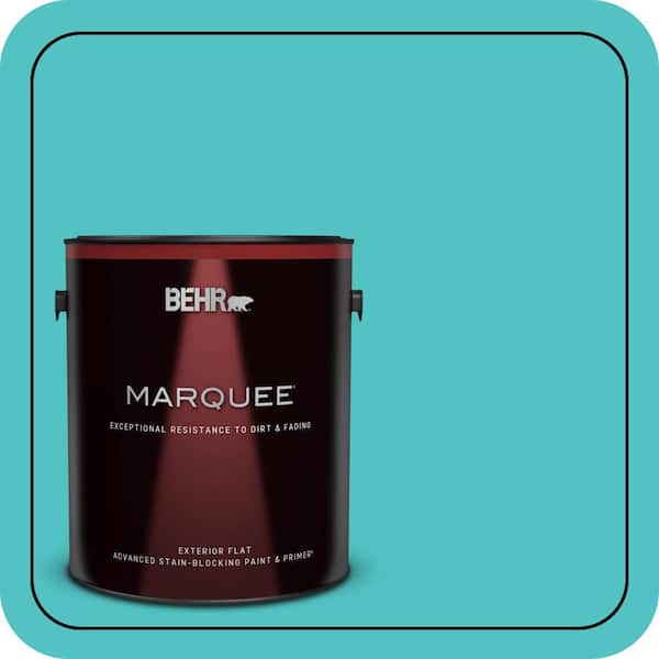 BEHR MARQUEE 1 gal. #500B-4 Gem Turquoise Flat Exterior Paint & Primer