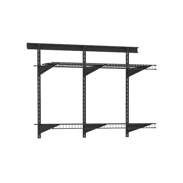 MaxLoad 40 in. W x 16.93 in. D Black 2-Shelf Steel Garage Wall Shelf System
