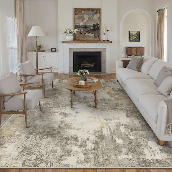 Shka Brown 8 ft. x 10 ft. Modern Abstract Area Rug