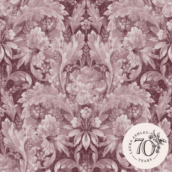 Laura Ashley Apolline Pale Blackberry Red Removable Wallpaper Sample