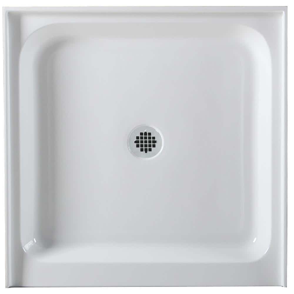 36'' x 36'' White Polished Chrome Square Shower Base