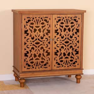 Wood Hollow-Carved Cabinet with 2-Door