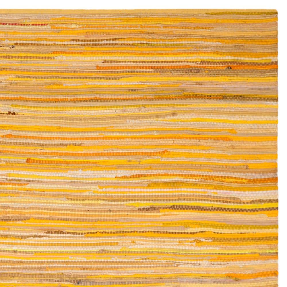 Handwoven Yellow and Multicolor Cotton Striped Area Rug 5' x 8'