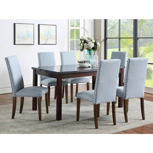 Linen Fabric Upholstered Dining Side, Blue Upholstered Dining Arm Chairs