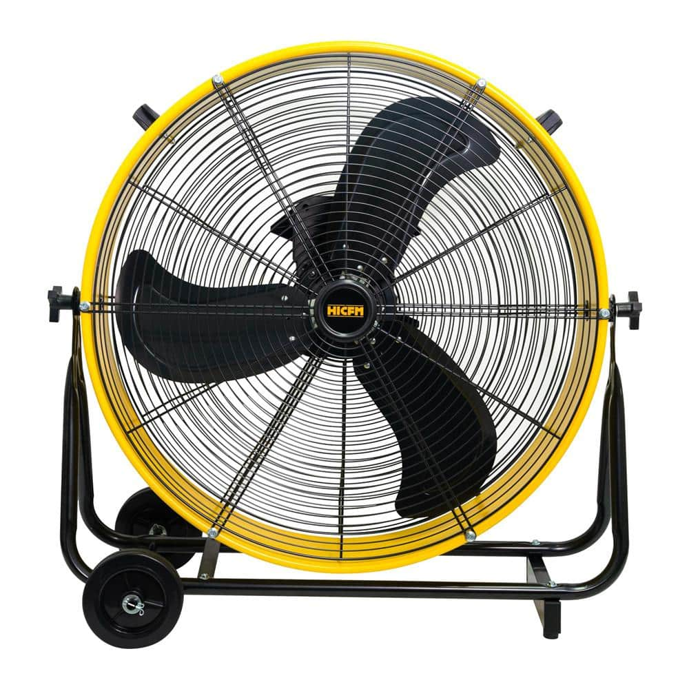 WOCK HICFM 24 in. Variable Speed ​​BLDC Drive Drum Fan in Yellow with High Efficiency DC Motor, 8800 CFM