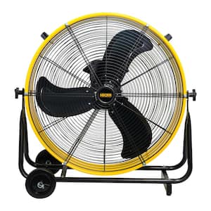 HICFM 24 in. Variable Speed ​​BLDC Drive Drum Fan in Yellow with High Efficiency DC Motor, 8800 CFM