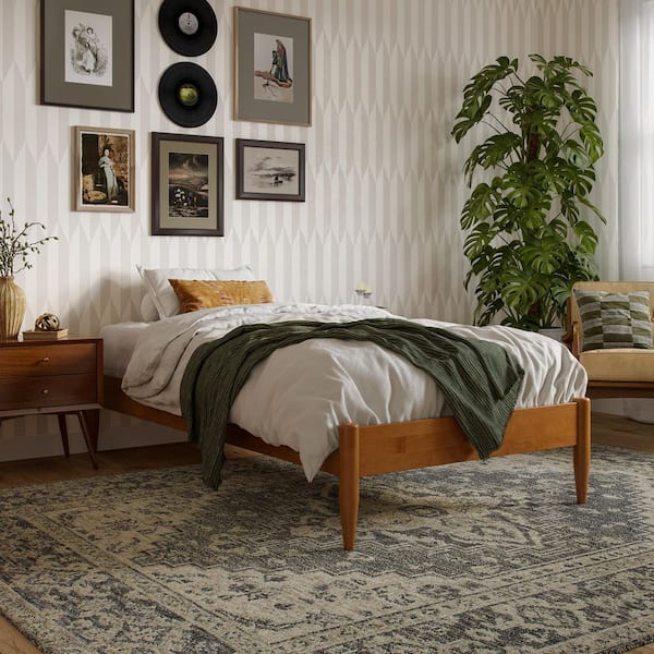 Key West Basic Light Toffee Natural Bronze Solid Wood Frame Twin XL Platform Bed