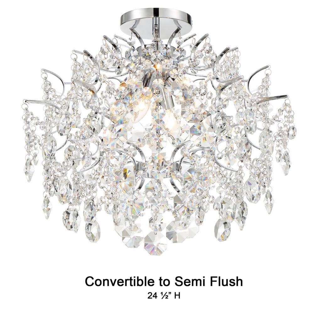 Isabella's Crown Chrome Finish 4-Light Crystal Chandelier
