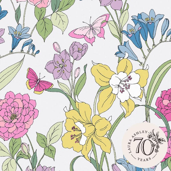 Laura Ashley Gilly Multi-colored Removable Wallpaper Sample