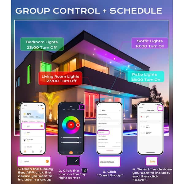 Unbranded Gimbal Smart WiFi LED Recessed Lights, RGBCW Color  Changing, Alexa Google Home, No Hub, 2700K-6500K,IC Rated, 4Pcs YX715-06