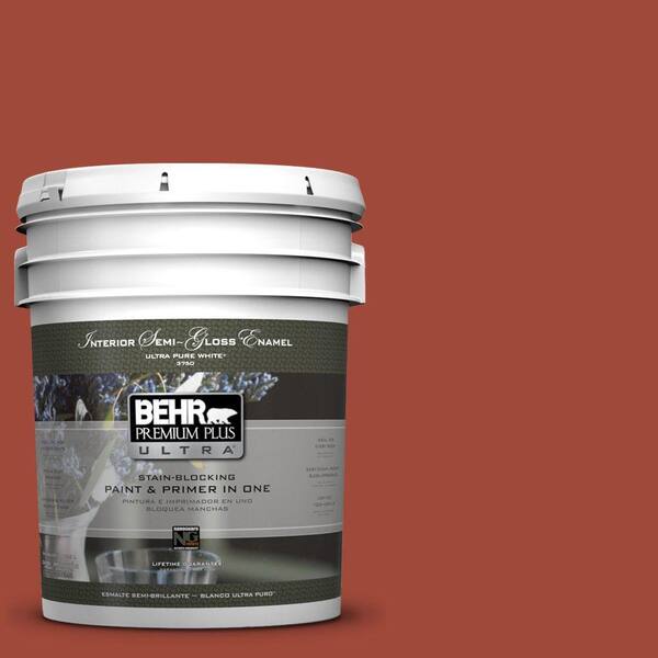 BEHR Premium Plus Ultra 5 gal. #ECC-62-3 Volcanic Semi-Gloss Enamel Interior Paint and Primer in One