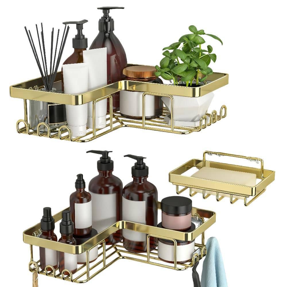 Numhew 3-Pack Corner Shower Caddy with 1 Soap Holder and 12 Hooks