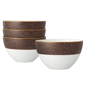 Tozan 6 in., 29 fl. oz. (Brown) Porcelain Cereal Bowls, (Set of 4)