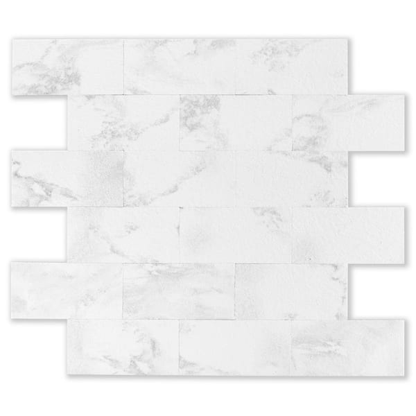 Yipscazo Marble Collection Kara White 12 in. x 12 in. PVC Peel and Stick Tile (5 sq. ft./5-Sheets)