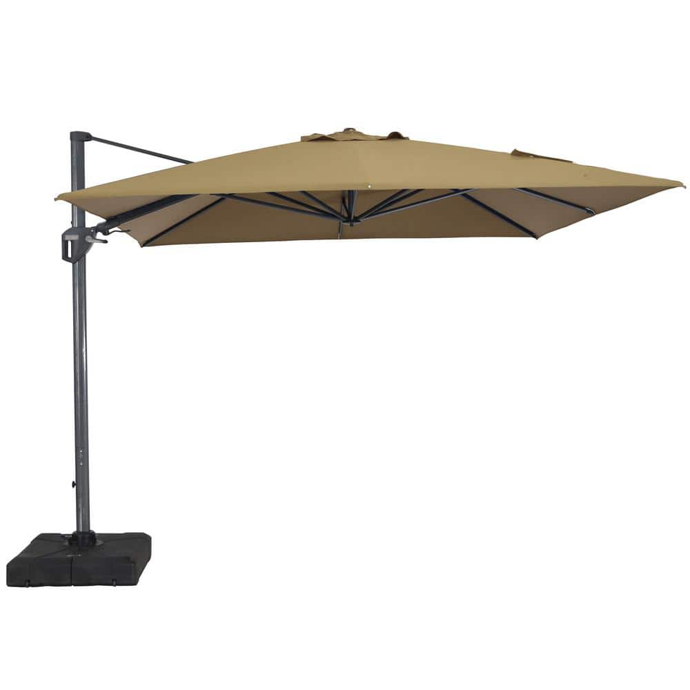 11FT Square Cantilever Patio Umbrella in Beige(with Base) -  Clihome, CL-WG02TN-B