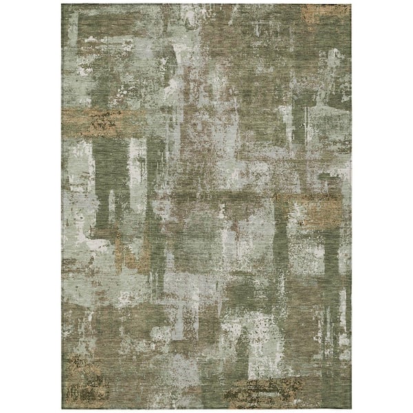 Chantille Machine Washable Indoor/Outdoor Abstract ACN2655 Olive 8 ft. x 10 ft. Area Rug