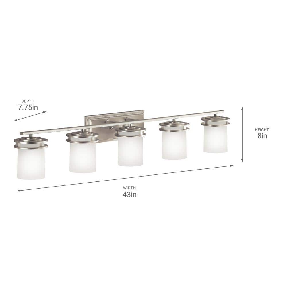 Hendrik 43" Brushed Nickel 5-Light Bathroom Vanity Light