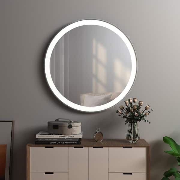 KOHROS 32 in. x 32 in. Modern Round Framed Decorative Mirror