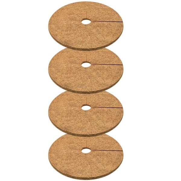 6-Pack 11.8 in. Dia. x 0.2 in. H Brown Natural Coconut Coir Fiber Tree Ring Edging Protector Mat