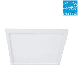 10.5-Watt Integrated LED Flush Mount 7.5 in. White Square Dimmable Flat Panel Ceiling with Color Change 5CCT