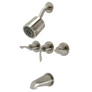 Serena Triple Handle 2-Spray Tub and Shower Faucet 2 GPM with Corrosion Resistant in. Brushed Nickel