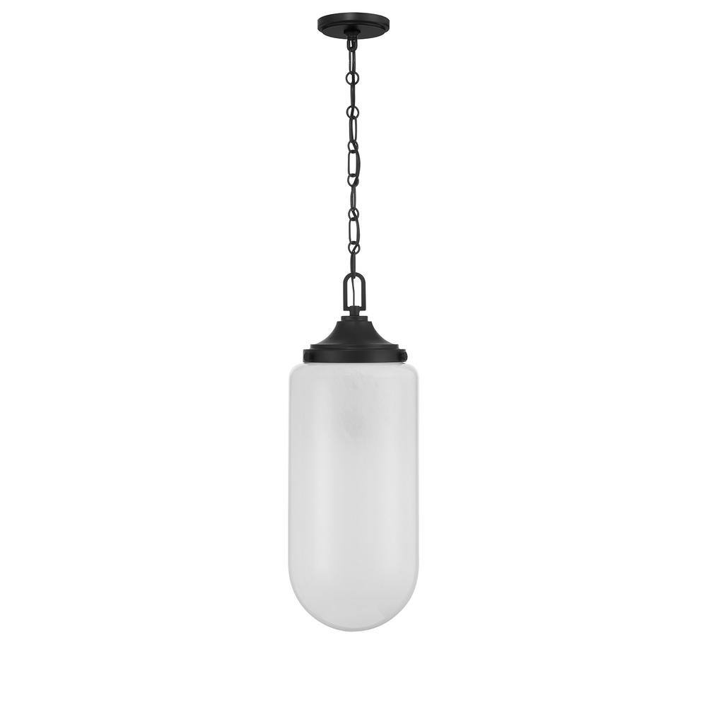 Matte Black 3-Light Pendant with Strie Glass Shade
