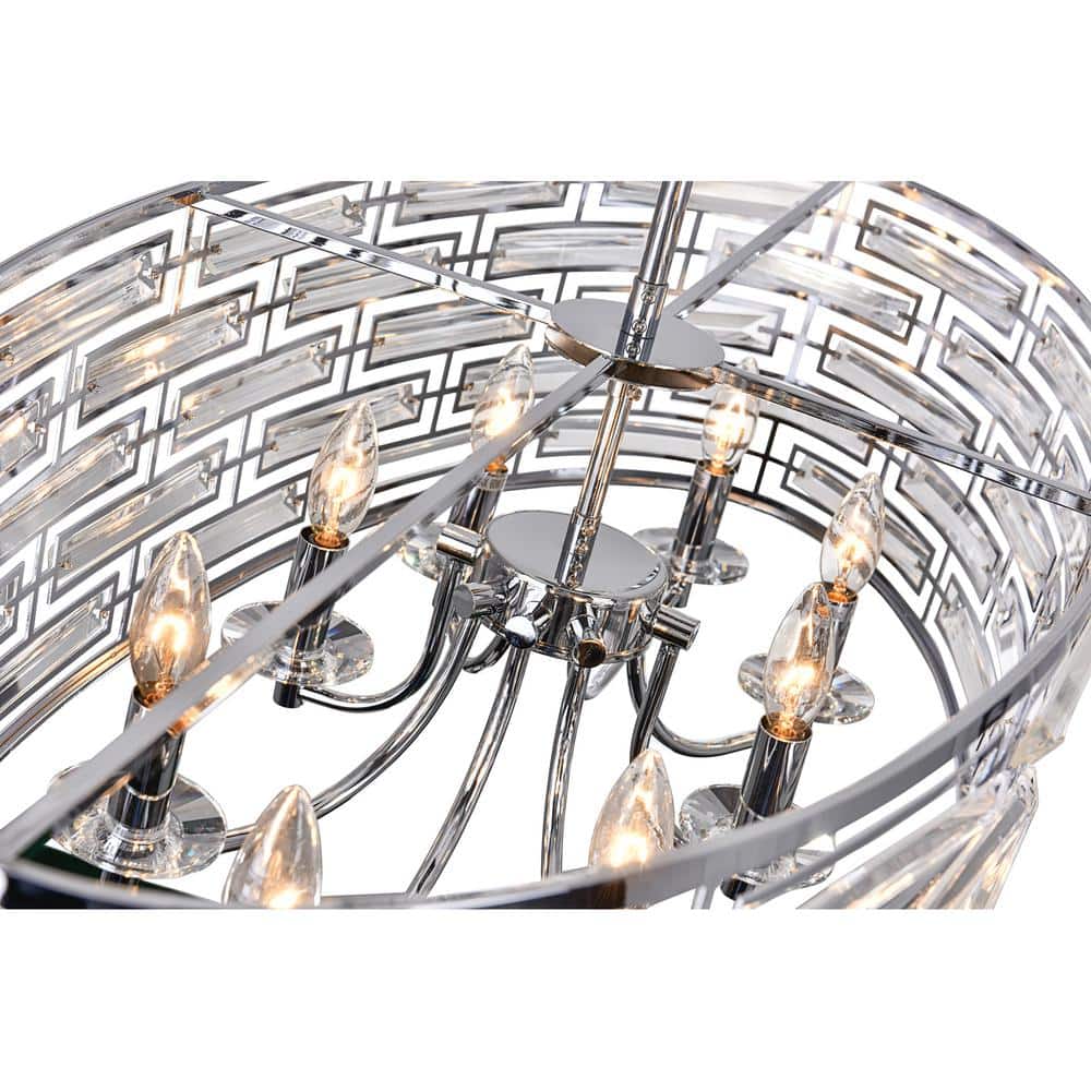 Petia Chrome Crystal Drum LED Chandelier - 39"x18"