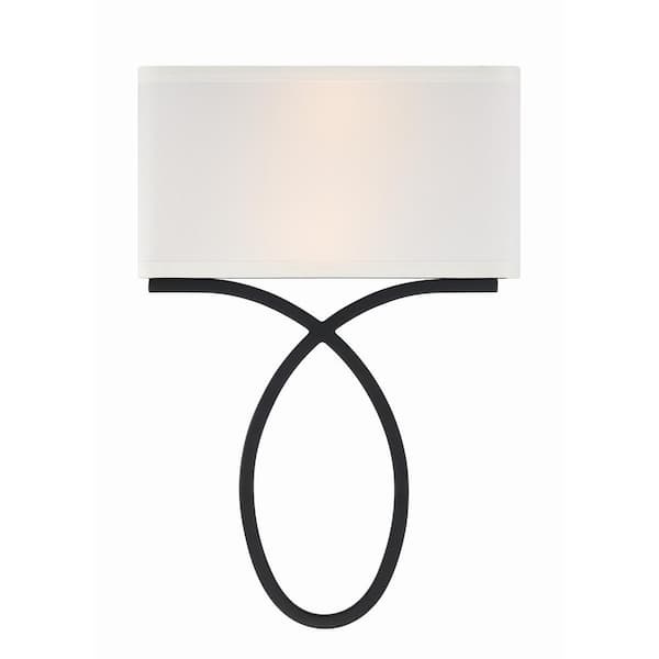 Crystorama Brinkley 2-Light Black Forged Wall Mount
