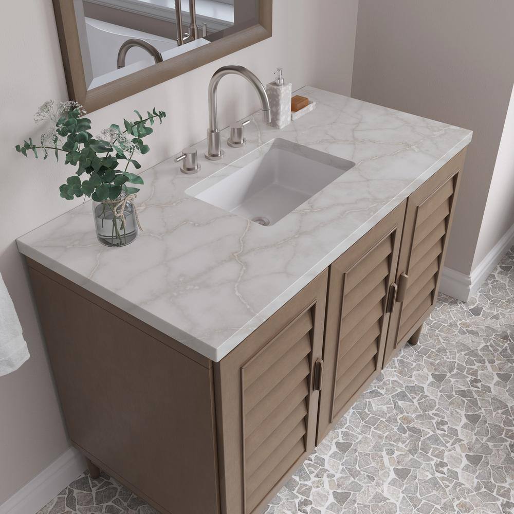 Portland 48" Whitewashed Walnut Single Vanity with Solid Wood Doors
