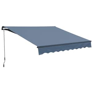 12 ft. x 8 ft. Metal Manual Patio Retractable Awnings 98.42 in. Projection in Gray