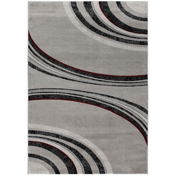 Montage 2' x 2' (Exact Size: 2'3" x 2') Abstract Indoor Doormat Rug, Grey Black, Lines