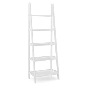 Benson 72 in. Tall White Wood 5-Shelf Ladder Bookcase