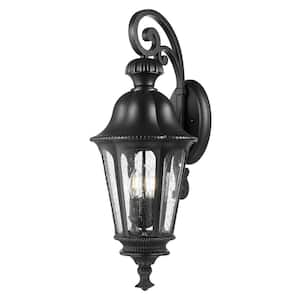 29.5 in. Black Outdoor Hardwired Wall Lantern Sconce with No Bulbs Included Wall Lamp Porch Light for Patio Garage