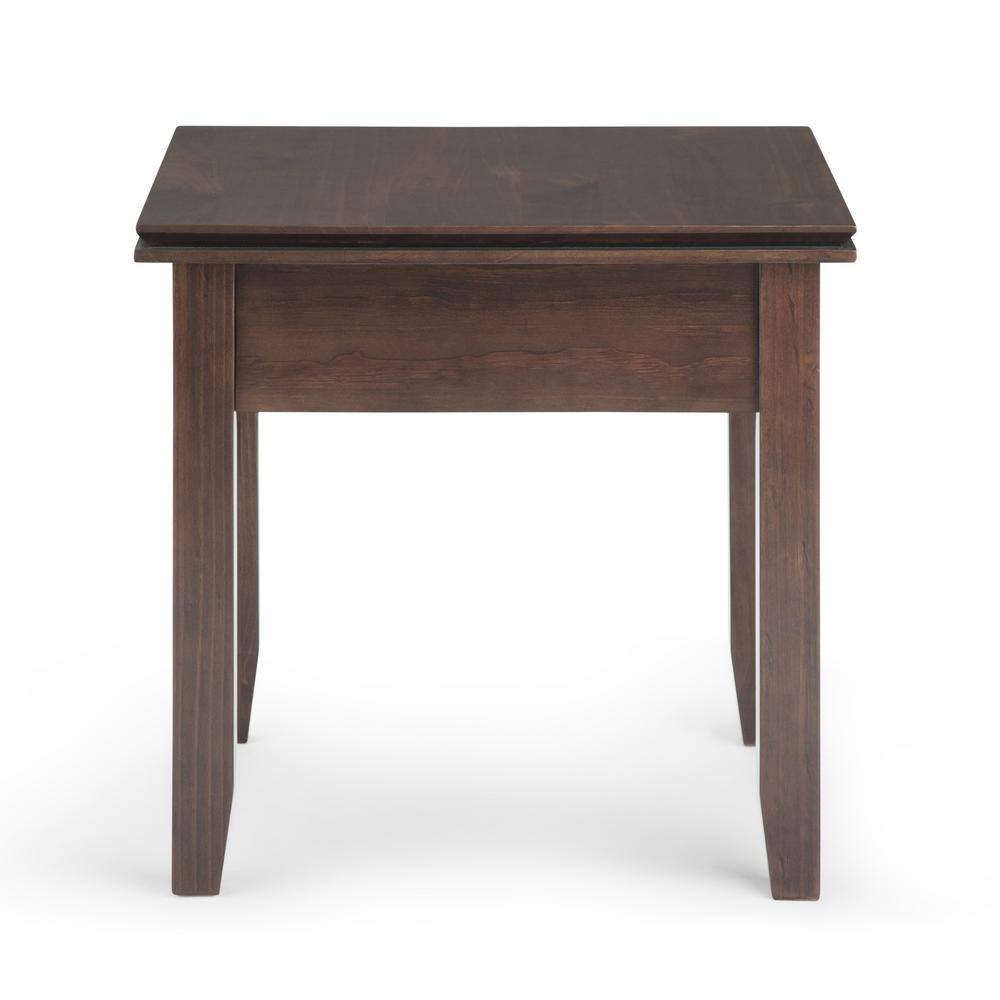 Artisan Tobacco Brown Solid Wood Square End Table with Storage
