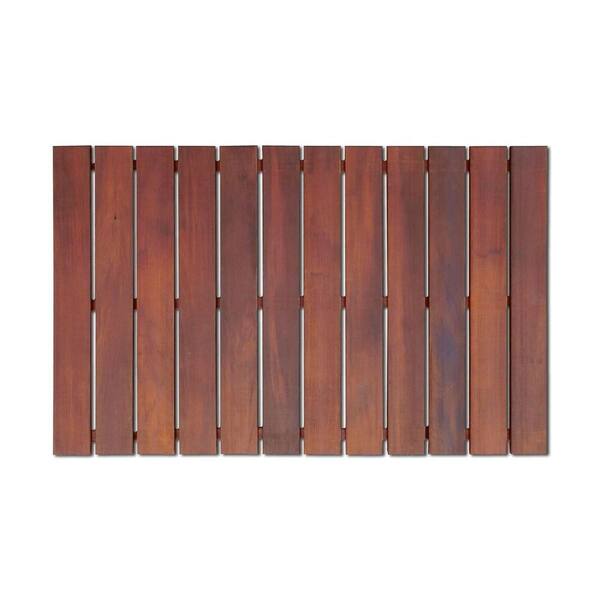 RollFloor Bathroom Mat 2 ft. x 3 ft. Roll-Out Wood Deck Tile in Brown Color