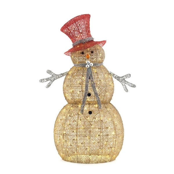 Home Accents Holiday 5 ft 200-Light Gold Snowman Yard Decor