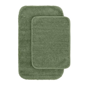 Traditional Deep Fern 21 in. x 34 in. Washable Bathroom 2 -Piece Rug Set