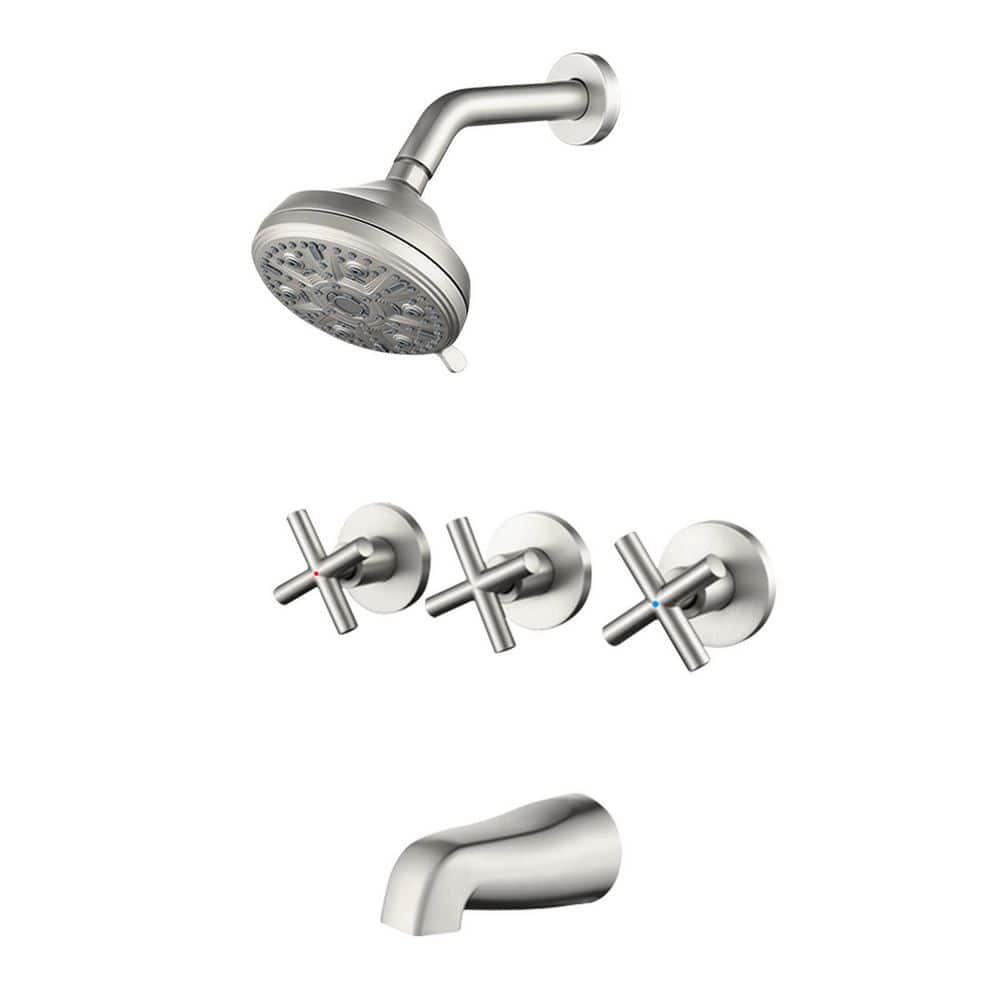 5 in. 3-Handle 10-Spray Shower Faucet 1.8 GPM with Bathtub Faucet in Brushed Nickel price history on PriceWatchPro