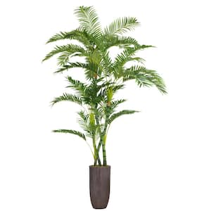 86.25 in. Artificial Tall Bamboo Tree Faux Decorative in Natural Poles with Resin Planter