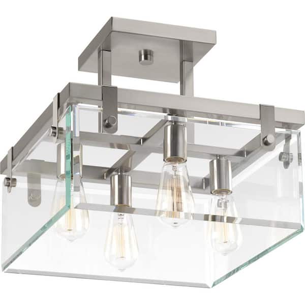 Glayse Collection 4-Light Brushed Nickel Semi-Flush Mount