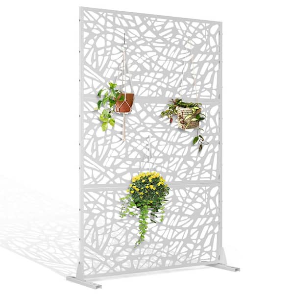 TUYOHW 72 in. H x 47 in. W Metal Privacy Screen for Deck Patio Balcony Garden,Freestanding Decorative Privacy Screen and Panels