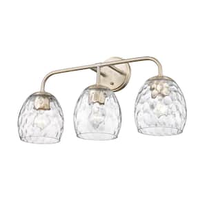 Gallos 24 in. 3-Light Modern Gold Vanity Light with Thumb Print Glass