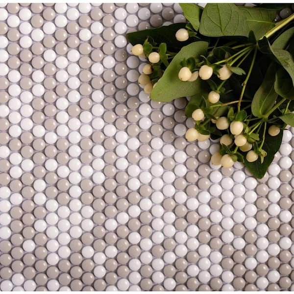 Alabaster White; Beige 12.5 in. x 12.8 in. Recycled Glass Floor and Wall Mosaic Tile (11.11 sq. ft.) (5-Pack)