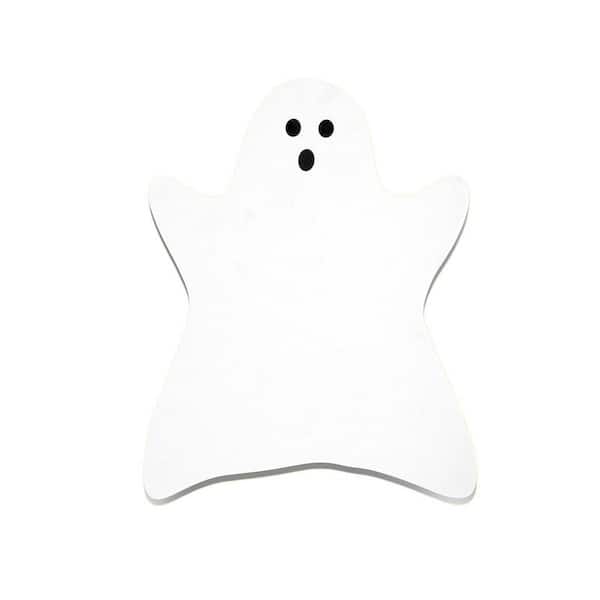 11.8 in. x 9.8 in. Halloween Ghost White Marble Cheese Board, Decorative Serving Tray for Halloween, Charcuterie Board