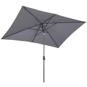 6.5 ft. x 10 ft. Aluminum Market Patio Umbrella with Push Button Tilt and Crank, Grey