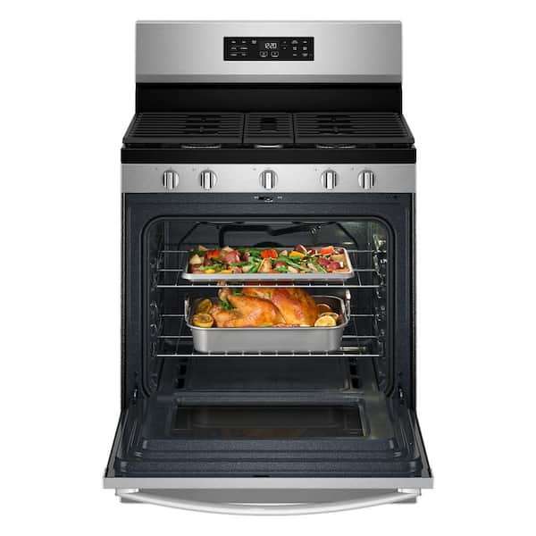 30 in. 5 Burners Freestanding Gas Range in Stainless Steel with Air Cooking Technology