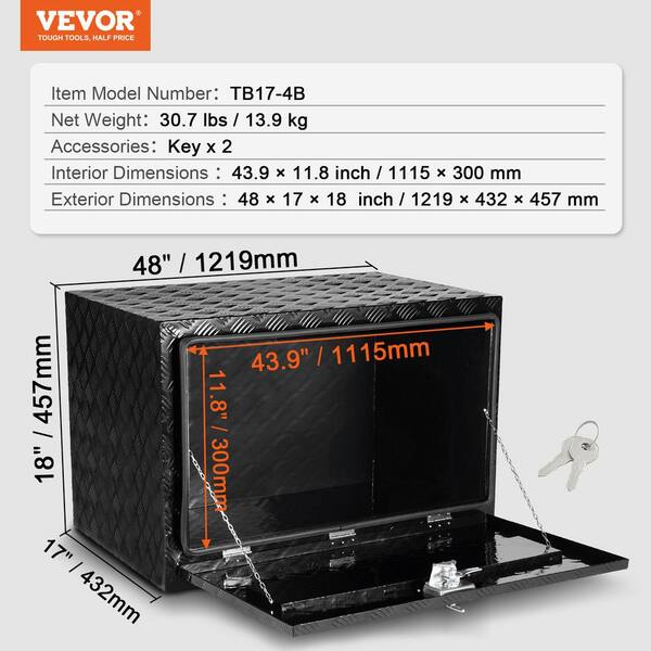 VEVOR Underbody Truck Box, 48 x 17 x 18 in. Pickup Storage