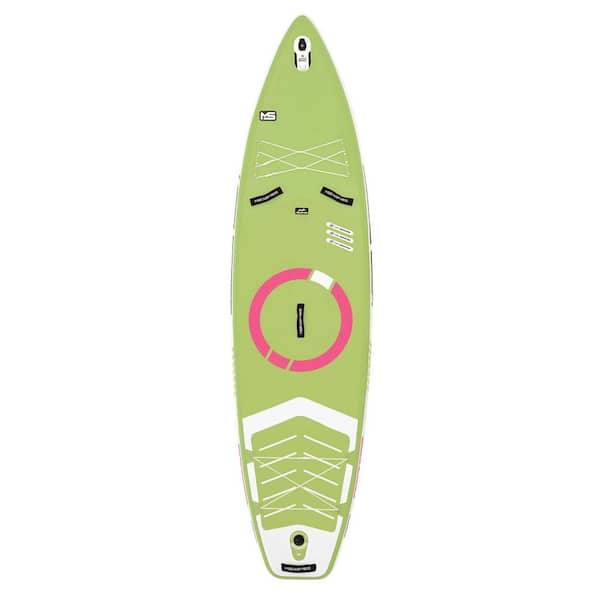 Sudzendf 34 in. W x 132 in. L x 6 in. H Green Leaf Inflatable Stand Up Paddle Board with Accessories