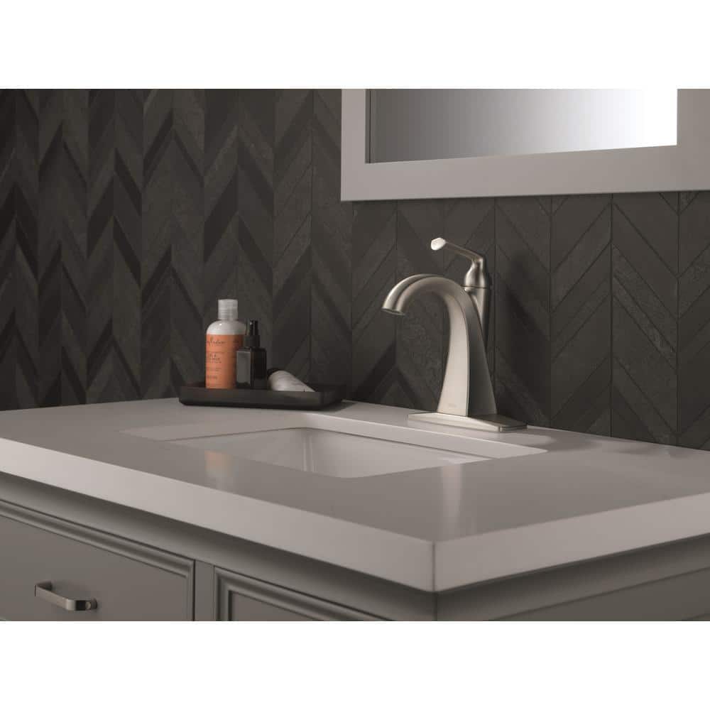 SpotShield Brushed Nickel Single Handle High Arc Bathroom Faucet
